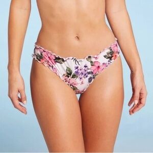 Shade & Shore Floral Bikini Bottom - Pink and Purple